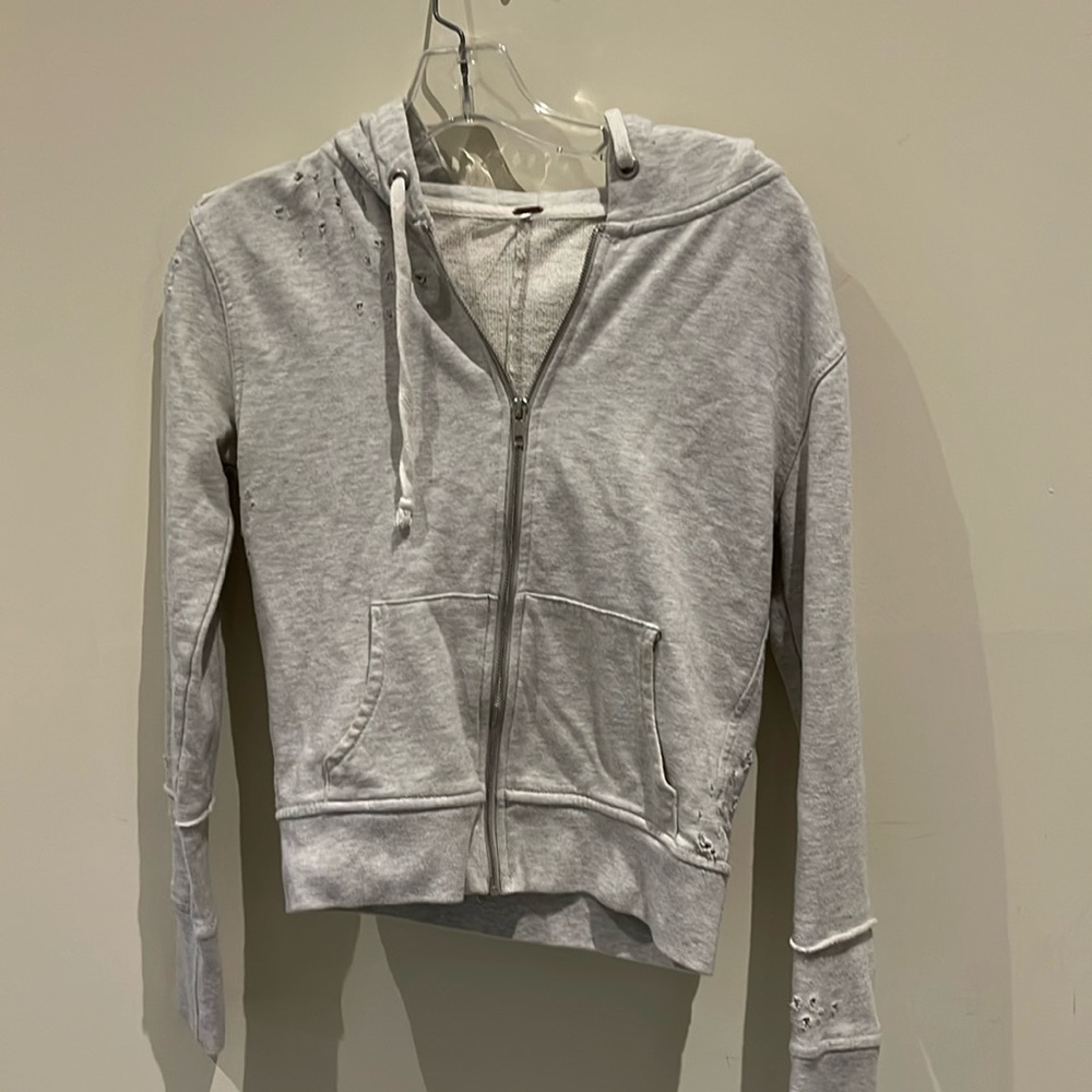 Free people distressed zipper Hoodie